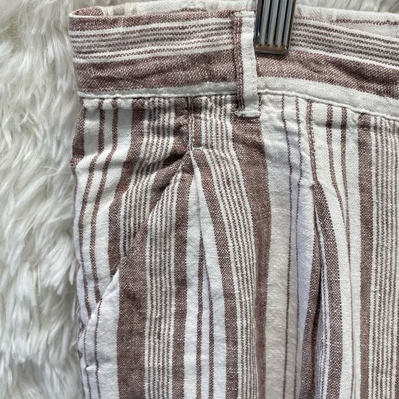 Garnet Hill Linen Striped Pants Cream and Rust Size 10 - Picture 3 of 10